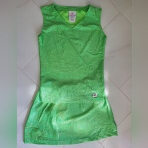 Green Holographic Glitter V-Neck Sleeveless Top And Skirt Set